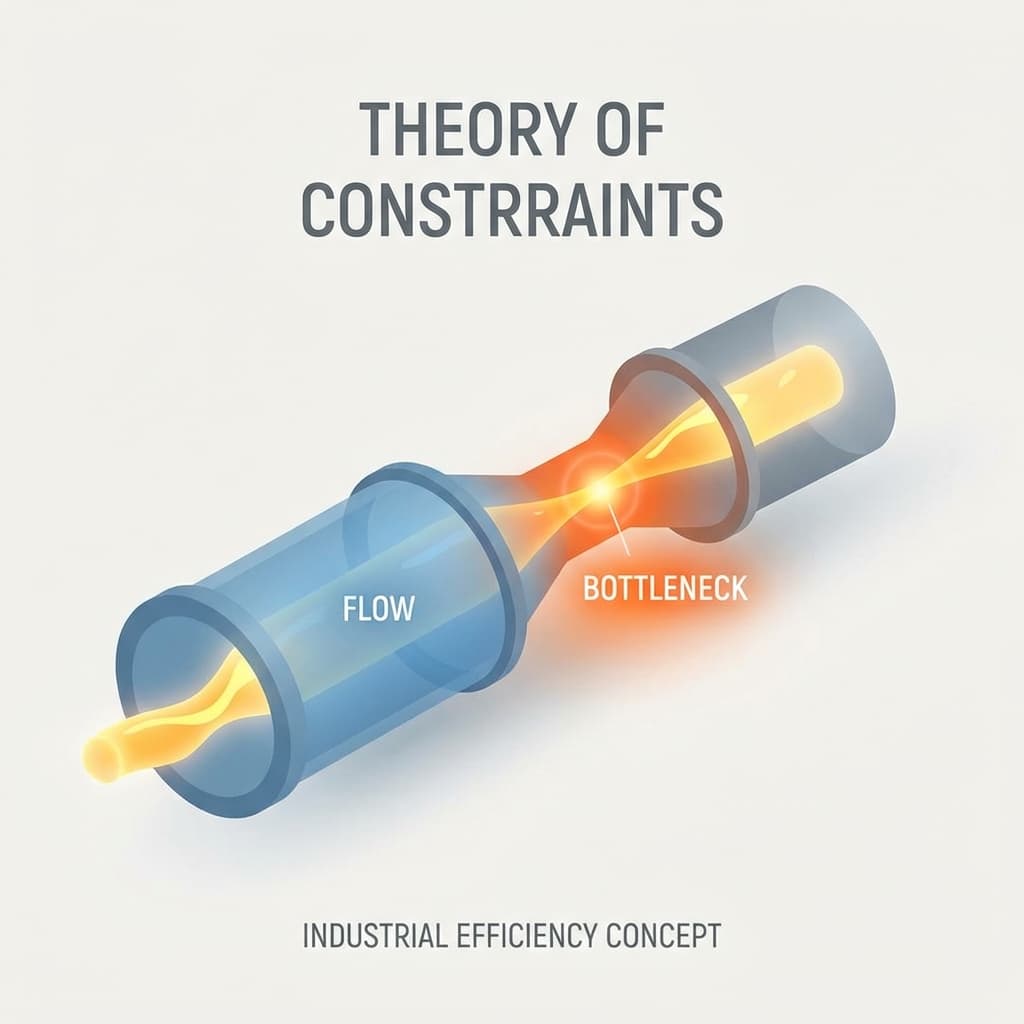 Schematyczne przedstawienie wąskiego gardła w procesie przepływu.