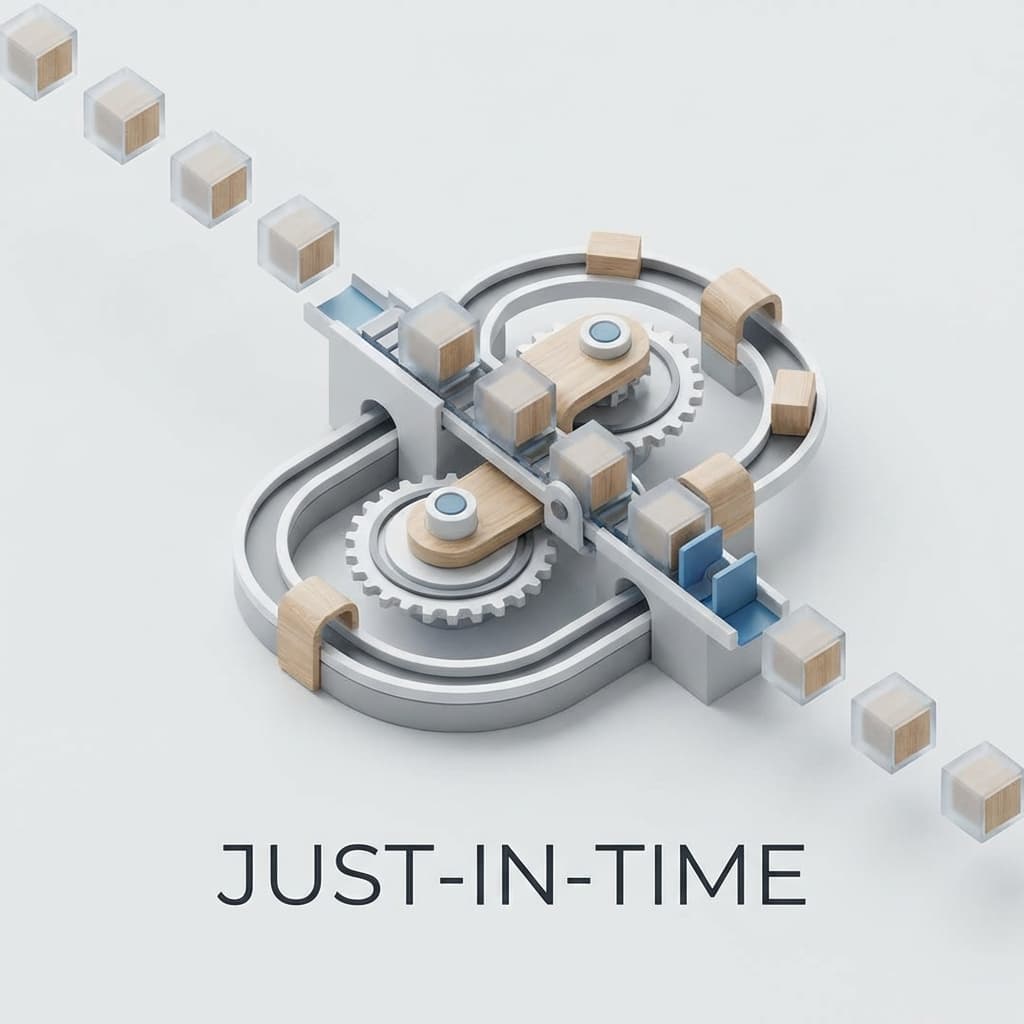 Kolorowa tablica produkcyjna z wykresami i sygnałami świetlnymi (Andon), ilustrująca koncepcję Visual Management.